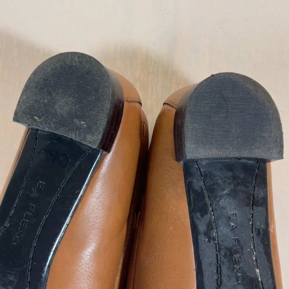 Enzo Angiolini Brown Leather Loafers with Buckle Detail-Size 6M